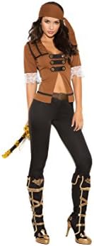 EM9098 - Treasure Pirate - 4 pc. Sexy Women's Costume Includes Short Sleeve top with lace Trim, Pants, Belt and Head Scarf