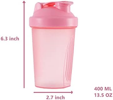ANNAKIKI Shaker Bottle Protein Shakes and 16-Ounce/400ML Shaker Bottle with Wire Whisk Balls,Free of BPA plastic (Blue+Pink(2PCS))