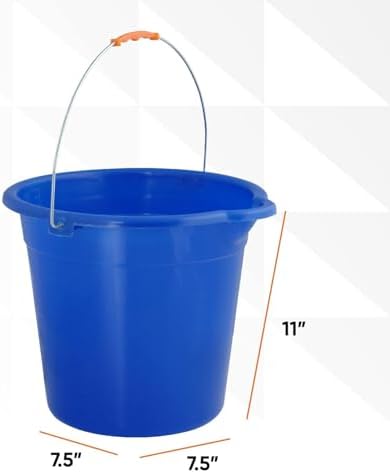Mop Bucket 2.5 Gallon Bucket for Cleaning - Plastic Car Wash Bucket with Grip Handle - Royal Blue, Small Durable Plastic Pail for Fishing, Mopping, Cleaning Camping -10 Liter