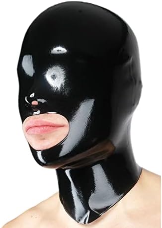 Latex Hood Mask Men's Rubber Full Face Party Mask with Hole for Eyes mouth and Nostril Zipped Latex Mask
