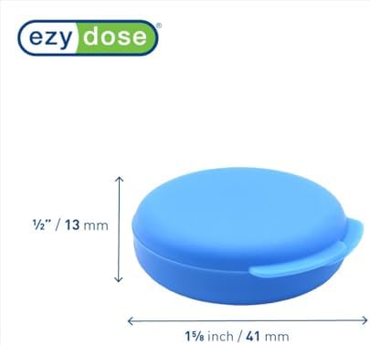 EZY DOSE Daily Round, Compact, Small, Discrete, Portable On-The-Go Pocket Pharmacy, Pill Box, Organizer and Vitamin Containers, Snap Shut Lids, Travel Friendly, Blue and Green, 2 Pack, BPA Free
