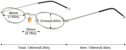 Easy Carry Mini Slim Reading Glasses Blue Light Blocking Oval Metal Portable Readers w/Pen Clip Tube Case