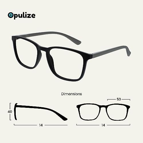 OPULIZE Max Classic Reading glasses for Women Men,Scratch Resistant Large Rectangular frame with Spring Hinges, Black & Grey +3 (Pack of 2)
