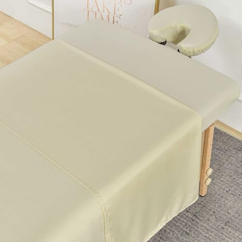 MRJ Soft 3 Piece Set Microfiber Massage Sheet Set,for Massage Tables,Includes Massage Flat Sheet,Massage Fitted Sheet and Face Rest Cover,Natural