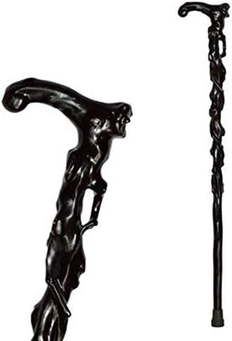 Wooden Cane Faucet Crutches Redwood Root Engraving Cane Elderly Staff Walking Stick Birthday Gift,Graybrown