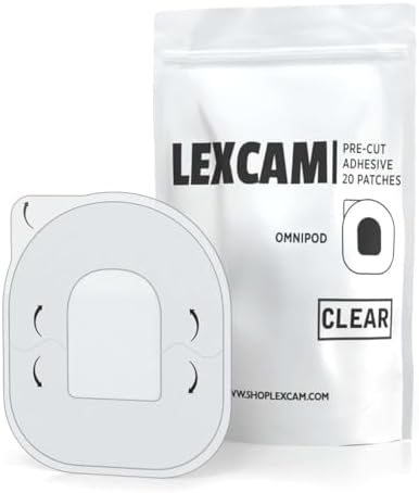 Lexcam Adhesive Patches Compatible with Omnipod 5, New, Pack of 20, Waterproof, Clear Overpatches for Tubeless Insulin Pump, Stays Secure for 3 Plus Days, Pod is NOT Included.