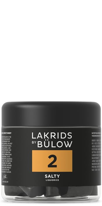 LAKRIDS BY BÜLOW - 2 - Black Licorice - Salty - 5.3 oz - Vegan Salmiak Licorice from Scandinavia - Gluten Free & Gelatine Free - Swedish Candy Alternative