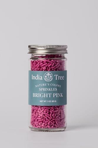 Bright Pink Sprinkles – Vegan, Non-GMO, Dye-Free, Allergen-Free, 3 oz Jar – India Tree Nature’s Colors