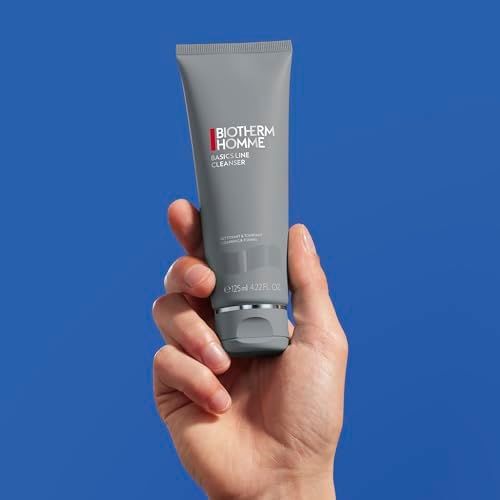 Biotherm Homme Basics Line Cleanser with Biotech Plankton, Gentle Daily Cleansing Gel for Men with Normal Skin, Fresh and Toning Effect, Prepares Skin for Shaving, 4.2 Fl. Oz. Squeeze Tube
