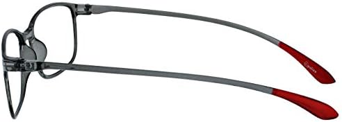 OPULIZE ICE Reading glasses for Women Men,Scratch Resistant Rectangular frame with Spring Hinges, Crystal Grey,Crystal Dark Red +2 (Pack of 2)