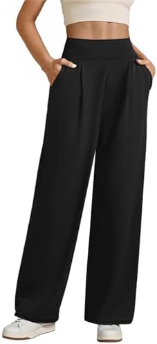 JEKAOYI Womens Wide Leg Yoga Pants High Waist Loose Stretch Casual Lounge Workout Gym Trousers with Pockets