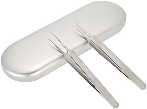 Tweezers Storage Case, Eyelash Extension Tweezers Box, Eyelash Extension Makeup Tool Organizer Case for Eyelashes Tweezers Scissors Lash Brush Eyeliner(Silver)