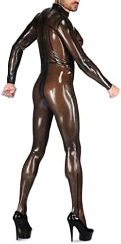 Latex Brown Women's Loose Jumpsuit Racing Uniform Party Role Play Black Decoration Hand Customized 0.4mm,Transparent Black,Small