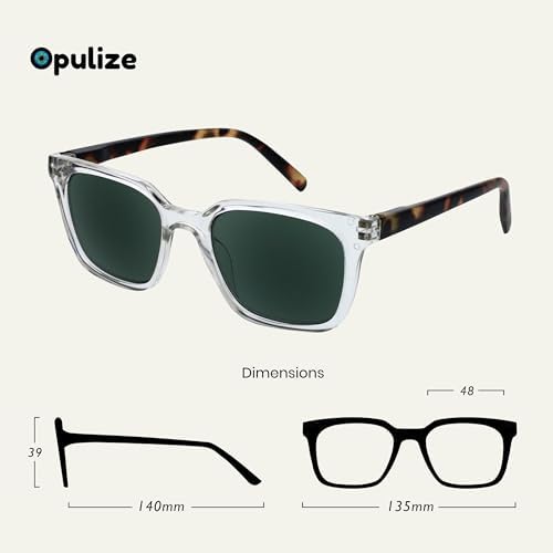 OPULIZE KOI Reading Sunglasses for Women Men,Scratch Resistant Large Rectangular frame with Spring Hinges Tinted lens UV400, Clear +3.5 (Pack of 1)