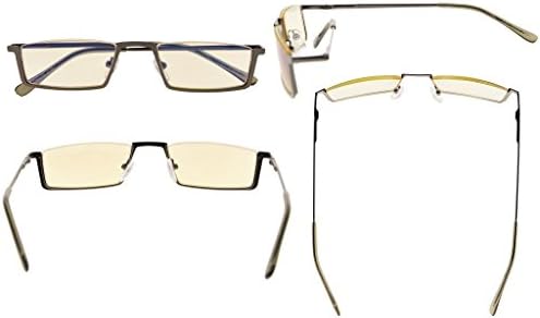 Eyekepper Spring Hinges Computer Readers Half-Rim Computer Reading Glasses(Yellow Tinted Lens)+3.5