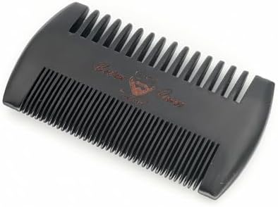 Black Wooden Beard Comb with Case for Men, Men's Wood Pocket Comb for Beards & Mustaches & Hair, Black Skull Design
