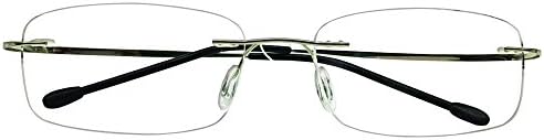 Rimless Computer Readers +0.50 Unisex Silver Color Reading Glasses Eyewear w Case