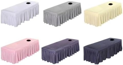 1pcs Solid Beauty Salon Bedskirt ONLY for Salon Massage Table Bed Sheet Bedspread SPA Beauty Bed Sheet Full Cover with Hole, 74.8x31.4inch (Navy)
