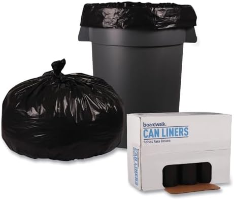 Boardwalk BWK523 Super Extra-Heavy Repro Can Liner, 38" x 58", 1.6 Mil, 60gal, Black, 10 Bags per Roll (Case of 10 Rolls)
