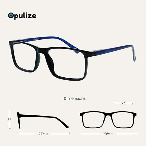 OPULIZE INK Reading Glasses - Value 5 Pack - Large Rectangular Frame - Spring Hinges - Scratch Resistant - Black Grey Red - Mens Womens +3.00