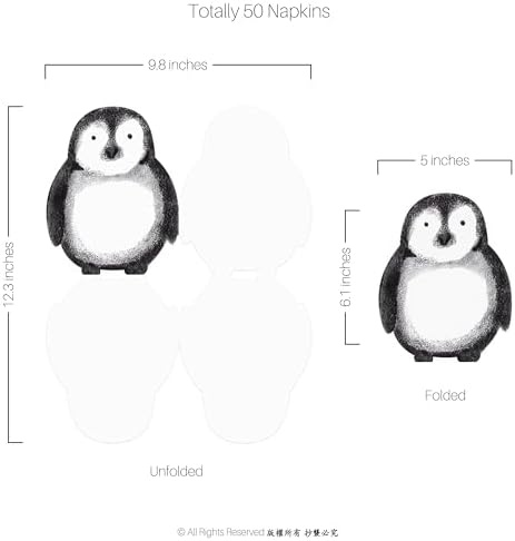 Cheerland Penguin Napkins Cute Winter Animal Disposable Christmas Paper Cocktail Napkin for Winter Onederland Wonderland Decorations Baby Shower Arctic Winter Birthday Party Supplies Pack of 50