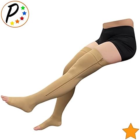Presadee Thigh High Open Toe 15-20 mmHg Moderate Compression Leg With YKK Zipper (Nude, 2)