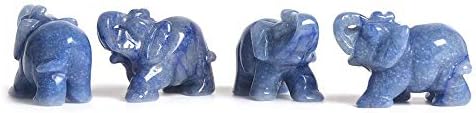 Angelstones Carved Natural Blue Aventurine Gemstone Elephant Healing Crystal Guardian Statue Figurine Crafts 2 inch
