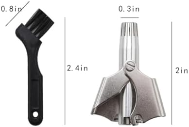 Manual Nose Hair Trimmer for Man & Woman,Trimmer for Nose,Ear,Moustache and Whiskers Hair,Waterproof,Stainless Steel with Brush,Nasal Clippers，Comes with a Cleaning Brush, Silver