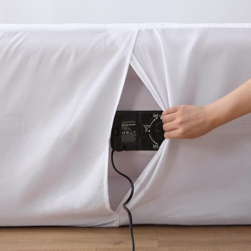 Full Air Bed Mattress Pad with 15-24 Inch Deep Pockets - Waterproof Protector for Warm Sleep & Cold Air Insulation,Perfect for Camping, Guest Bed, Pets & Overnight Visitors-White