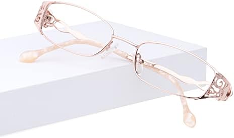 HELES Women's Full Rim Rectangular Single Vision Lens Reading Glasses Anti-Reflection UV Coating Spectacles Reader-Rose Gold||+3.00 Strength