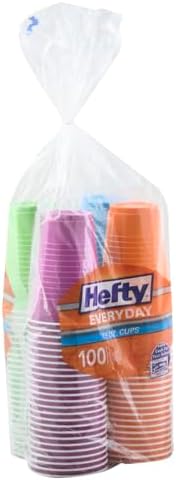 Hefty Plastic Cups, 16 Ounce, Disposable | 100 Count | Pack of 2 | Party | Assorted