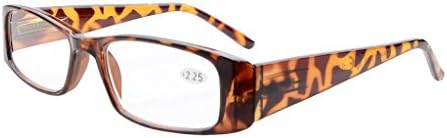 Eyekepper 5-Pack Spring Hinges Rectangular Reading Glasses Readers Tortoise +1.0