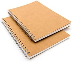 DSTELIN Blank Spiral Notebook, 6-Pack, Soft Cover, Sketch Book, 100 Pages / 50 Sheets, 7.5 inch x 5.1 inch, 100GSM, (Brown)