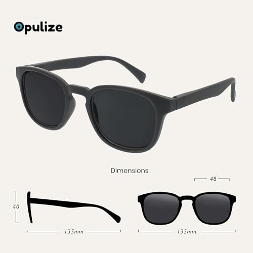 OPULIZE POP Classic Reading Sunglasses for Women Men,Tinted Lens with UV400 Protection,Scratch Resistant Round Chunky Frame with Spring Hinges, Matt Grey +1.50 (Pack of 1)