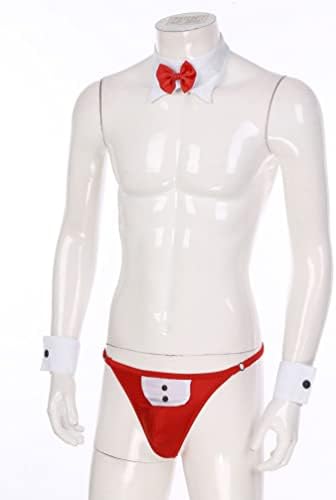 YiZYiF Mens Adult 4 Pcs Maid Cosplay Tuxedo Bow Tie Outfits Lingerie Set Gentlamen Costume