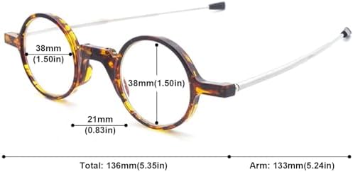 Folding Reading Glasses Men Women Round Portable Blue Light Readers Pocket Wallet Eyeglasses w/Zipper Case