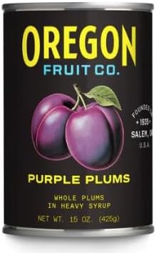 Oregon Whole Purple Plums in Heavy Syrup, 15 oz Cans, Pack of 4, Gourmet Canned Fruit for Baking, Desserts & Cooking