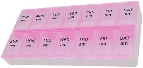 7 Day Weekly Pill AM PM Organizer, ShysTech Large Pill Case Pill Box for Pills/Vitamin/Supplements/Medication (Pink, Regular)