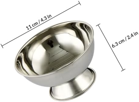 Healifty Stainless Steel Large Shaving Bowl with High Foot 11cm Metal Shaving Soap Cup Grooming
