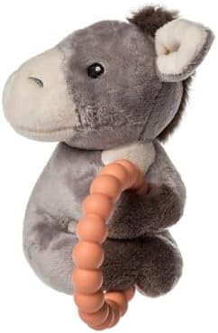 Mary Meyer Soft Baby Rattle with Soothing Teether Ring, 6-Inches, Dusty Donkey