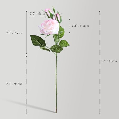 SSKOI Real Touch Artificial Roses, 8PCS Long Stem Faux Flowers with Gift Box That Converts Into Vase, Allergy-Safe Realistic Fake Roses for Home, Kitchen, Office, Wedding Décor, Gift Arrangement