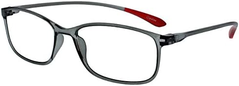 OPULIZE ICE Reading glasses for Women Men,Scratch Resistant Rectangular frame with Spring Hinges, Crystal Grey,Crystal Dark Red +2 (Pack of 2)