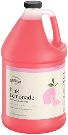 Hometown Provisions Beverage 5:1 Syrup Concentrate - 1 Gallon Bulk Mix - Makes 6 Gallons of Beverage - Ideal for Restaurants, Catering, & Cocktails (Pink Lemonade)