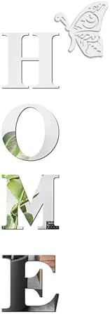 Home Wall Decor Letter Signs, Acrylic Mirror Wall Stickers Decorations for Living Room Bedroom Home Decor Wall Decals (Silver, 47.2 X 15.3IN)