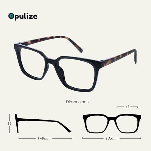 OPULIZE KOI Reading glasses and Reading sunglasses for Women Men,Scratch Resistant Large Rectangular frame with spring Hinges, Black, Blue, Grey, Clear, Black +2 (Pack of 5)