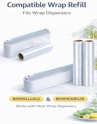 Plastic Wrap Refill Roll Compatible with Wrap Dispenser Systems, Fits Dispenser Models B09WLLL6GL，12 Inch x 266 Ft Press Seal Food Wrap, BPA Free Microwave Safe Cling Wrap for Food Storage, 2 Pack