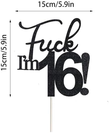 Fuck I'm 30 Birthday Cake Topper, Black Glitter Funny 30th Birthday Cake Decoration Party Supplies (30)