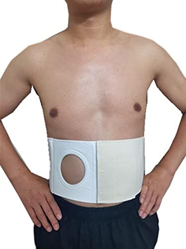 Unisex Ostomy Abdominal Binder (Opening 3.14 inch) Ostomy Belt Hernia Colostomy Belt Colostomy Bag Support Stoma Support Wrap (L: 41.34-45.28 inches)