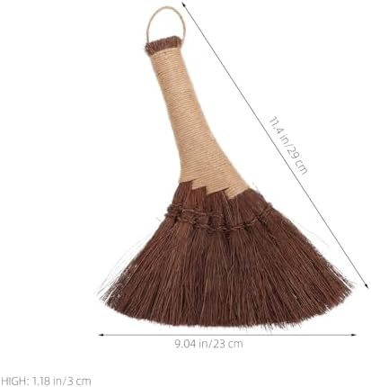 Small Whisk Broom Handheld Short Handle Broom with Natural Fiber Bristles Portable Desktop Duster for Home Sofa and Bed Dust Cleaning