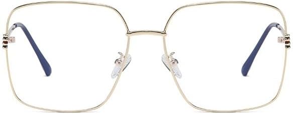 Large Blue Light Blocking Reading Glasses Anti Eyestrain Square Computer Reader Oversized Flat Light Mirror Eyeglasses (Color : Gold, Size : +350)